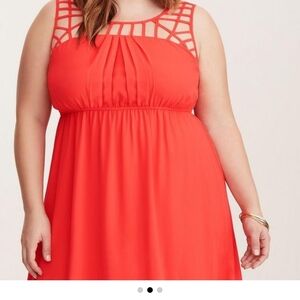 Torrid Red Lattice Chiffon Hi-Lo Dress